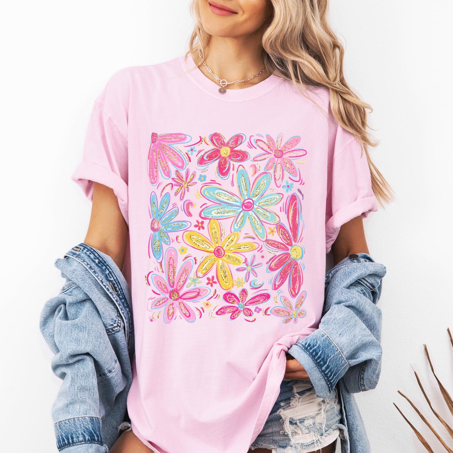 Retro Flowers, Beautiful, Bright, Colorful, Pastels Tshirt Comfort Colors T-Shirt