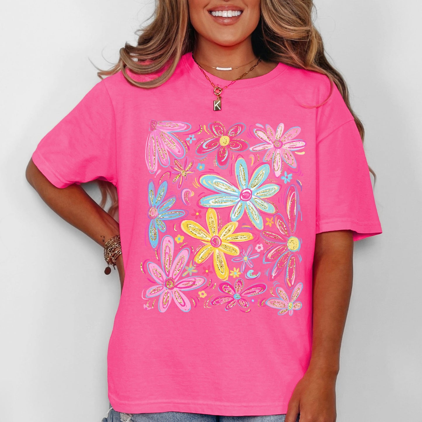 Retro Flowers, Beautiful, Bright, Colorful, Pastels Tshirt Comfort Colors T-Shirt