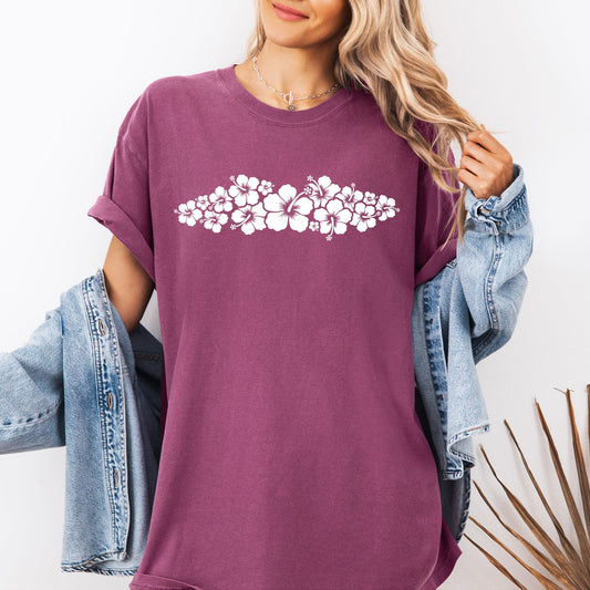 Retro Hibiscus Minimalist, Beach, Summer, Flowers, Comfort Colors T-Shirt