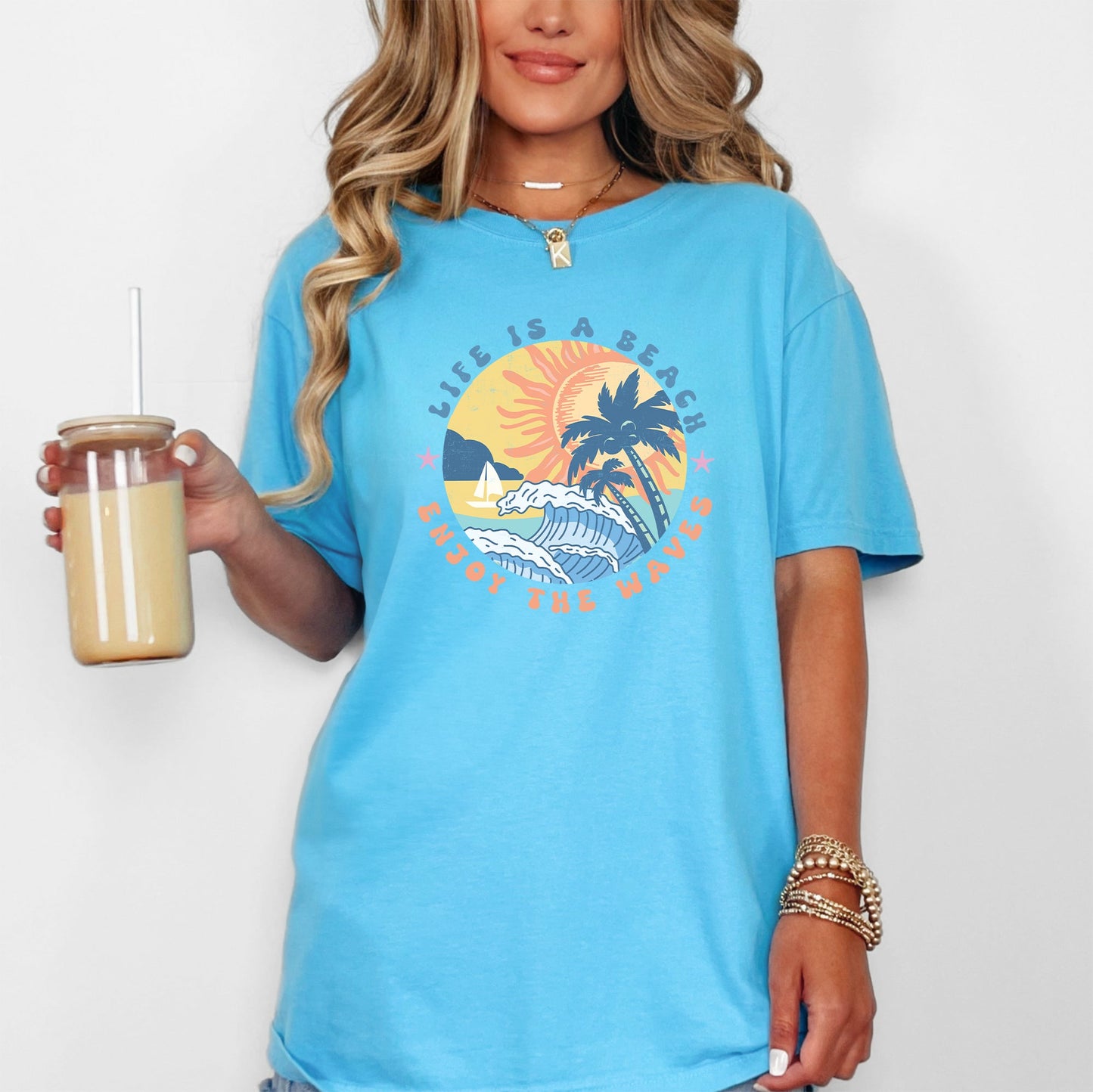 Retro Life Is A Beach, Enjoy the Waves, Summer, Comfort Colors T-Shirt