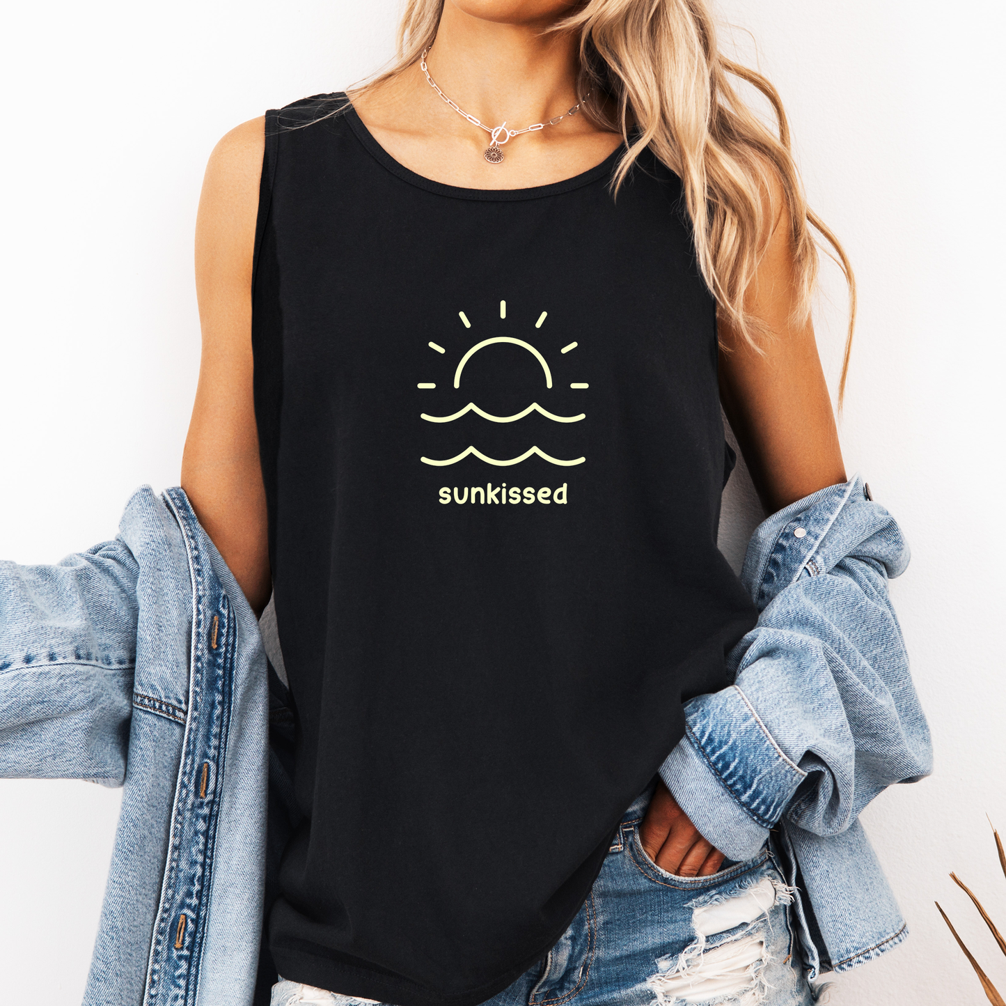 Retro Sunkissed Minimalist, Summer, Beach, Hot Girl Summer, Sunshine Comfort Colors Tank Top