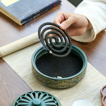 Enamel Ceramic Incense Coil Burner Ornament