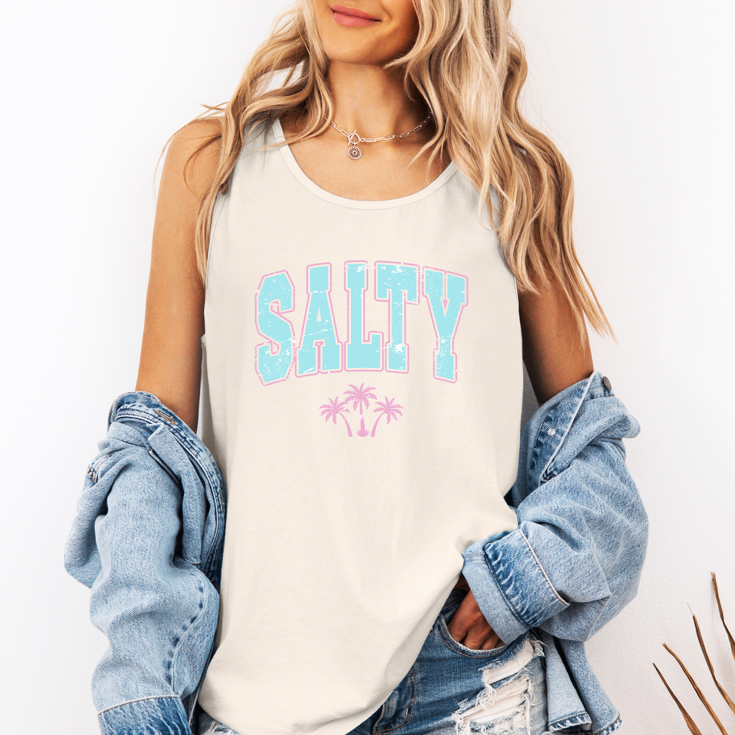 Salty, Palm Trees, Summer, Beach, Hot Girl Summer, Sunshine Comfort Colors Tank Top