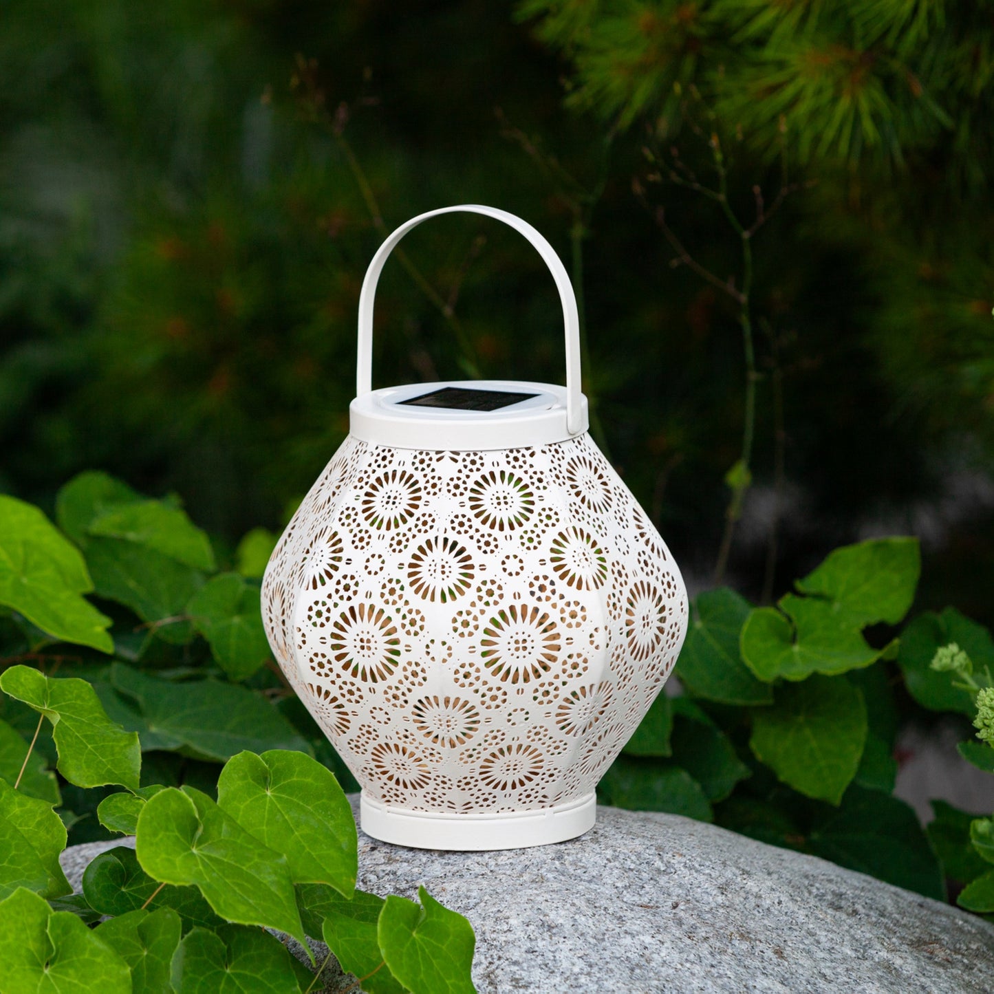 Daisy Punched Metal Solar Lantern