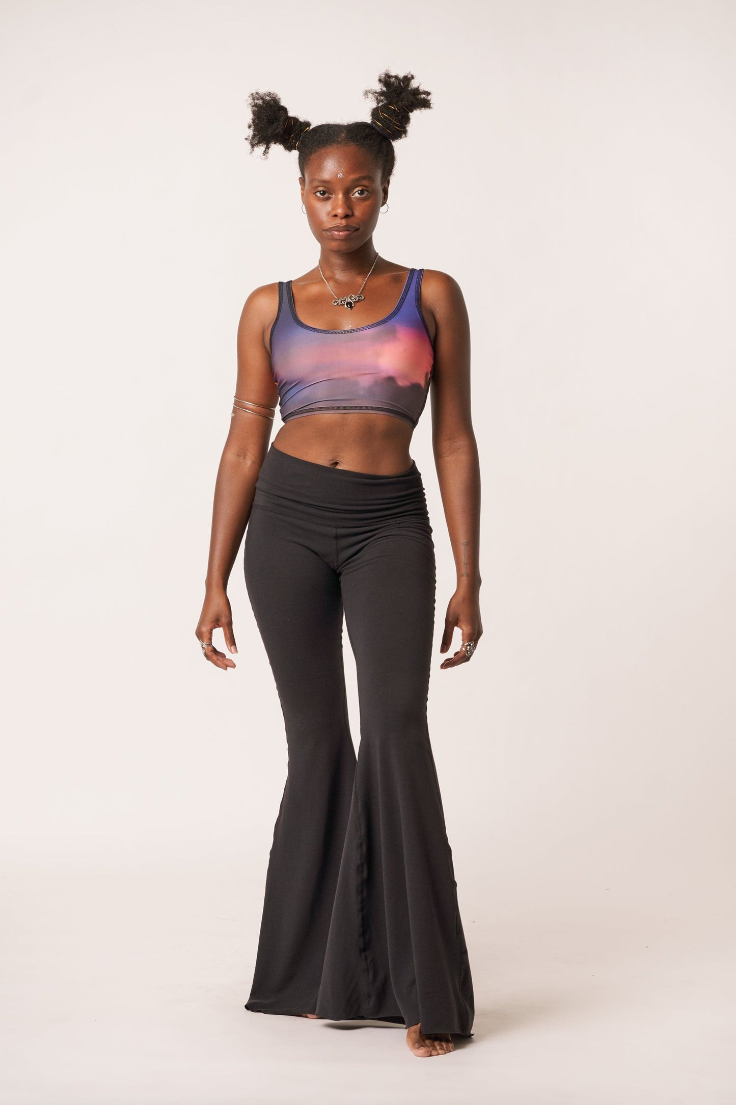 Solid Black Long Yoga Hippie Flare Bell Bottoms