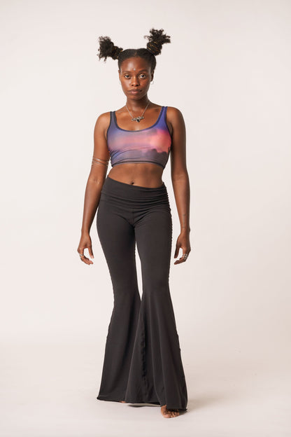 Solid Black Long Yoga Hippie Flare Bell Bottoms