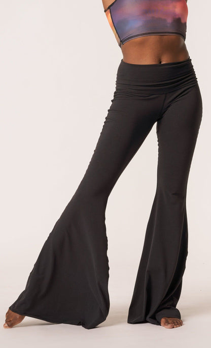 Solid Black Long Yoga Hippie Flare Bell Bottoms