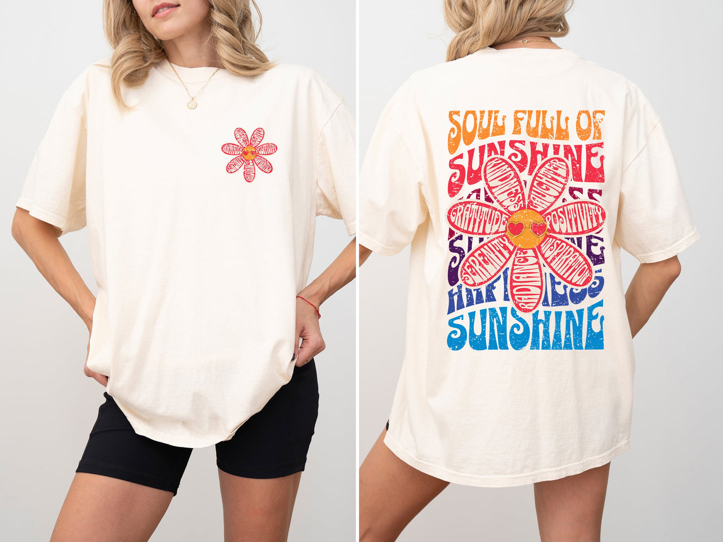 Soul Full Of Sunshine, Happiness, Serenity, Radiance, Inspiration, Positivity, Laughter, Kindness, Gratitude, Flowers, Love, Mental Health, Tshirt Comfort Colors T-Shirt