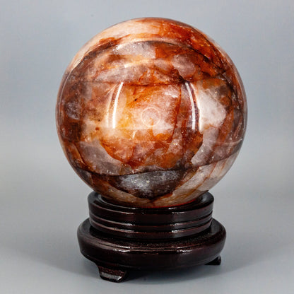 Stunning 15 Pound Hematoid “Fire” Quartz Sphere w/ Stand 158mm