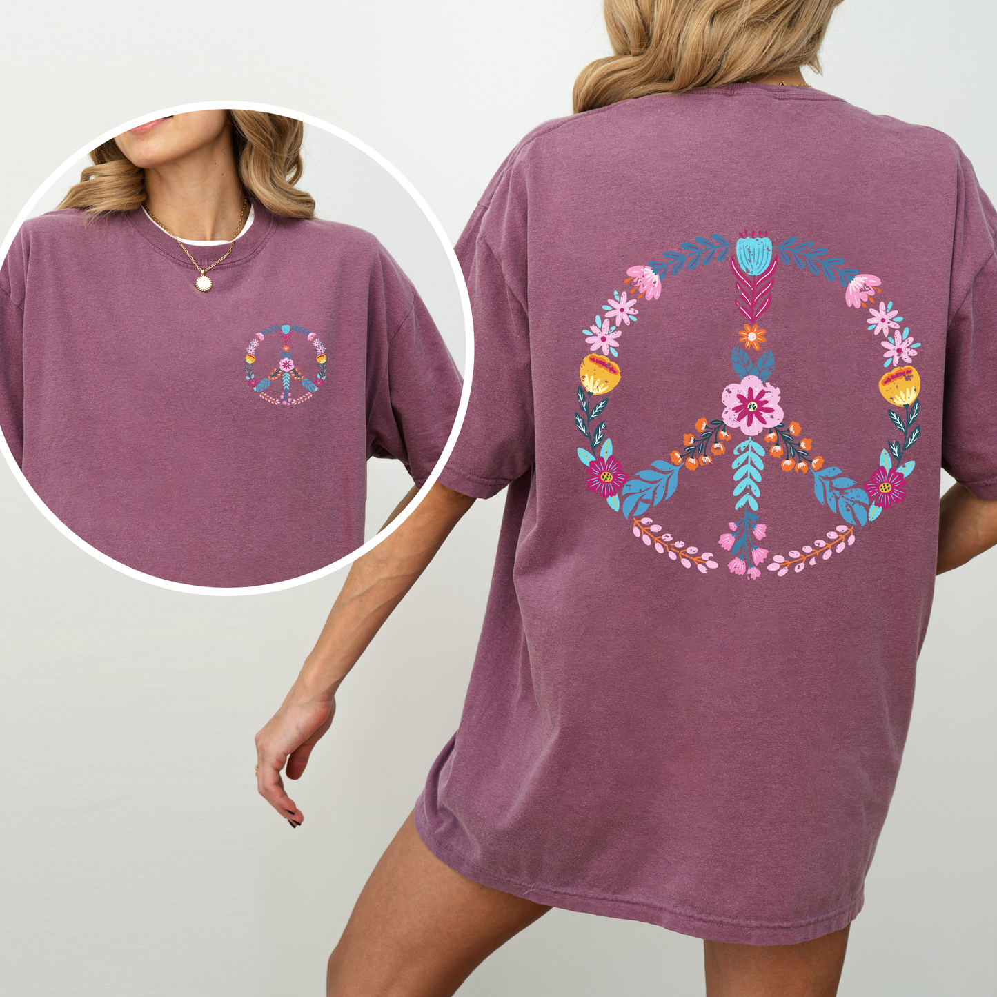 Summer Peace, Floral, Flowers, Beach, Positivity, Front and Back, Comfort Colors T-Shirt