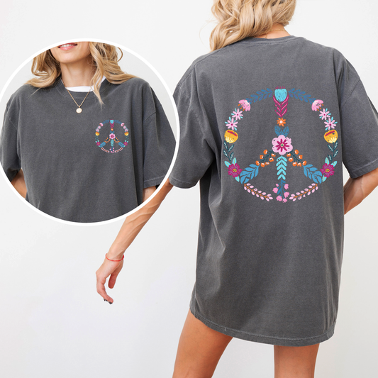 Summer Peace, Floral, Flowers, Beach, Positivity, Front and Back, Comfort Colors T-Shirt