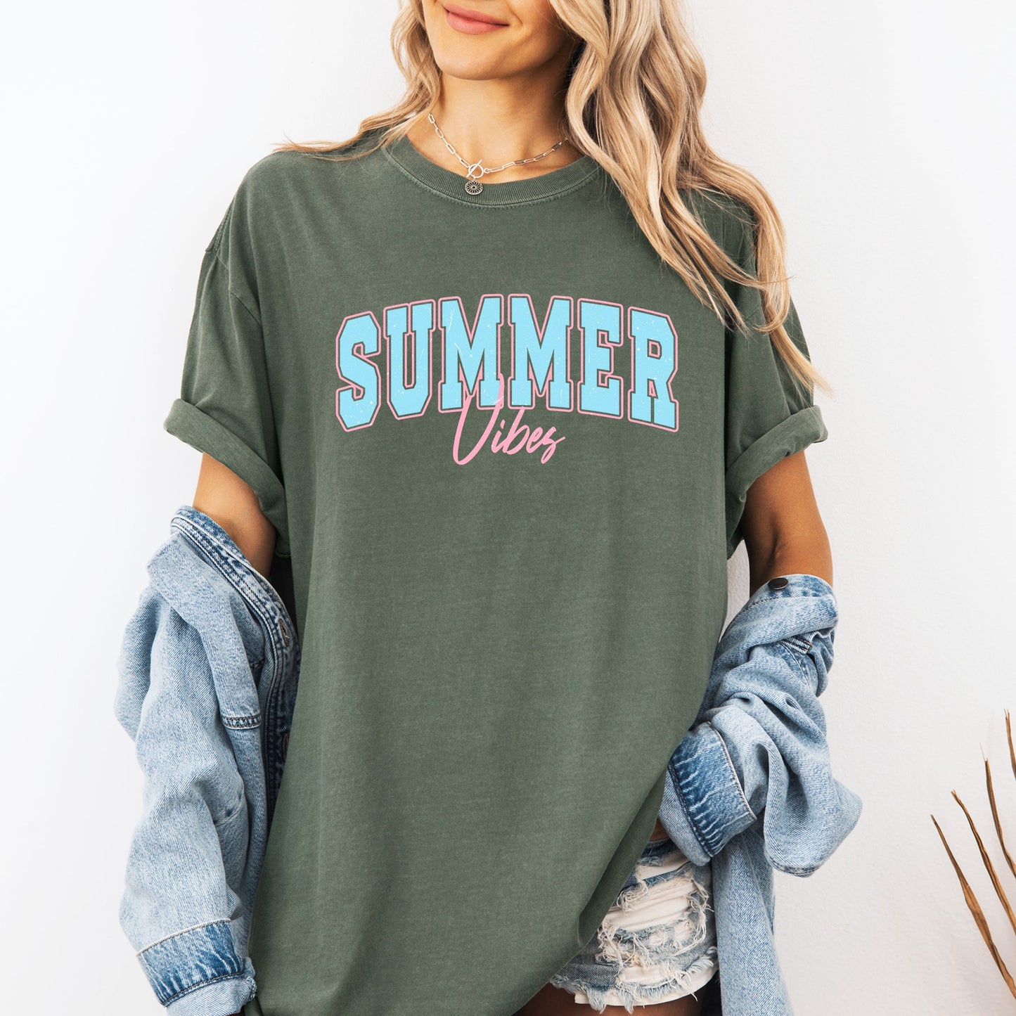 Summer Vibes, Two Tone, Retro, Varsity, Summer, Beach, Comfort Colors T-Shirt