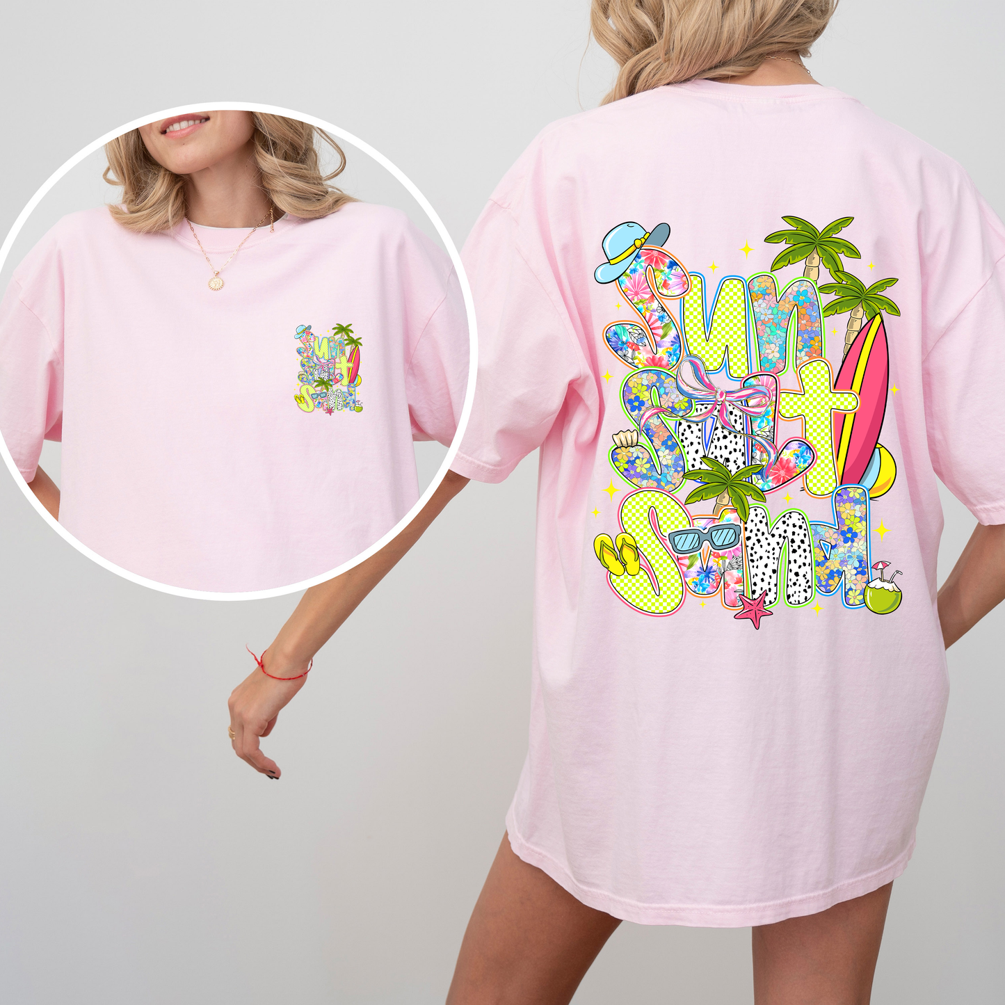 Sun, Salt, Sand, Summer, Beach, Front and Back, Retro, Comfort Colors T-Shirt