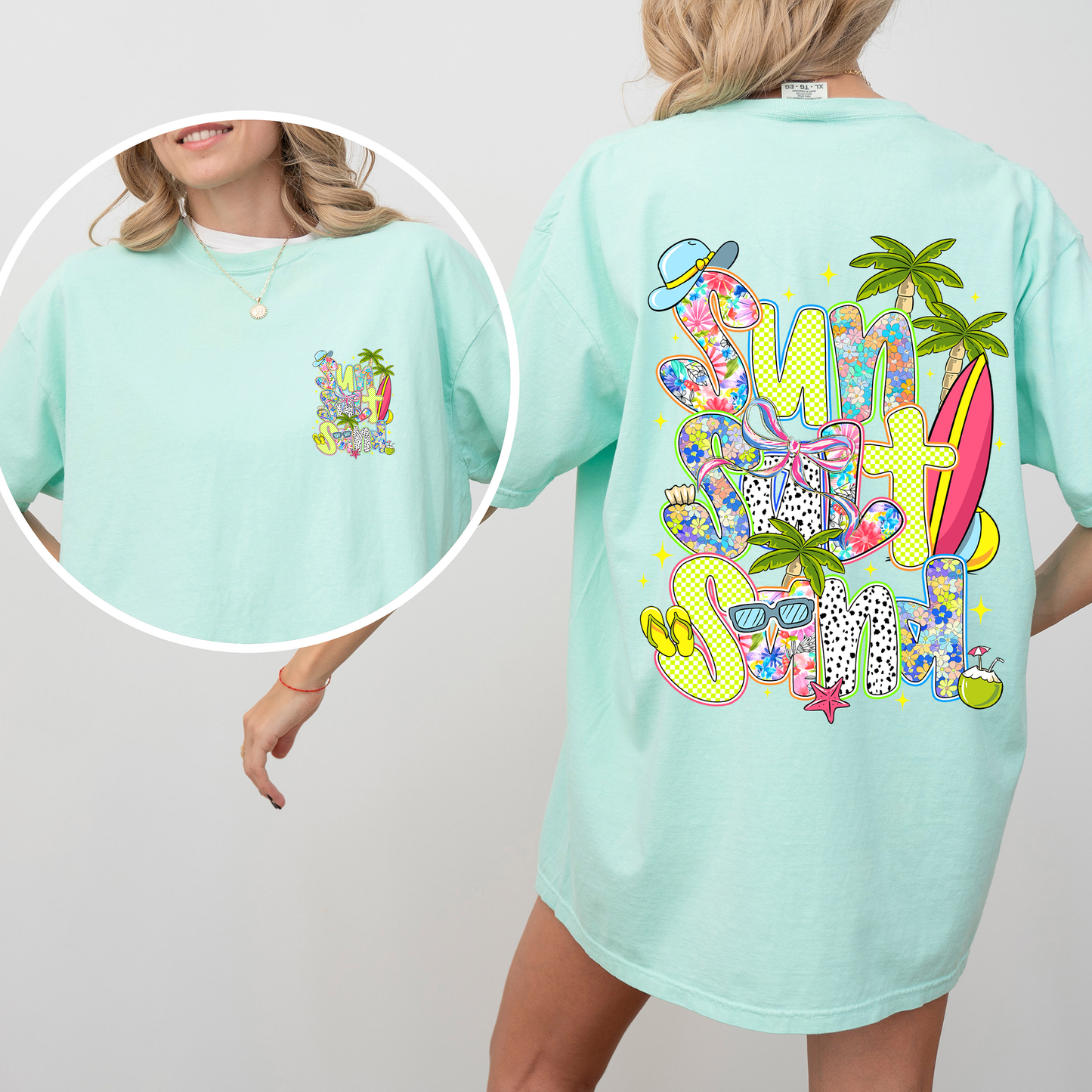 Sun, Salt, Sand, Summer, Beach, Front and Back, Retro, Comfort Colors T-Shirt