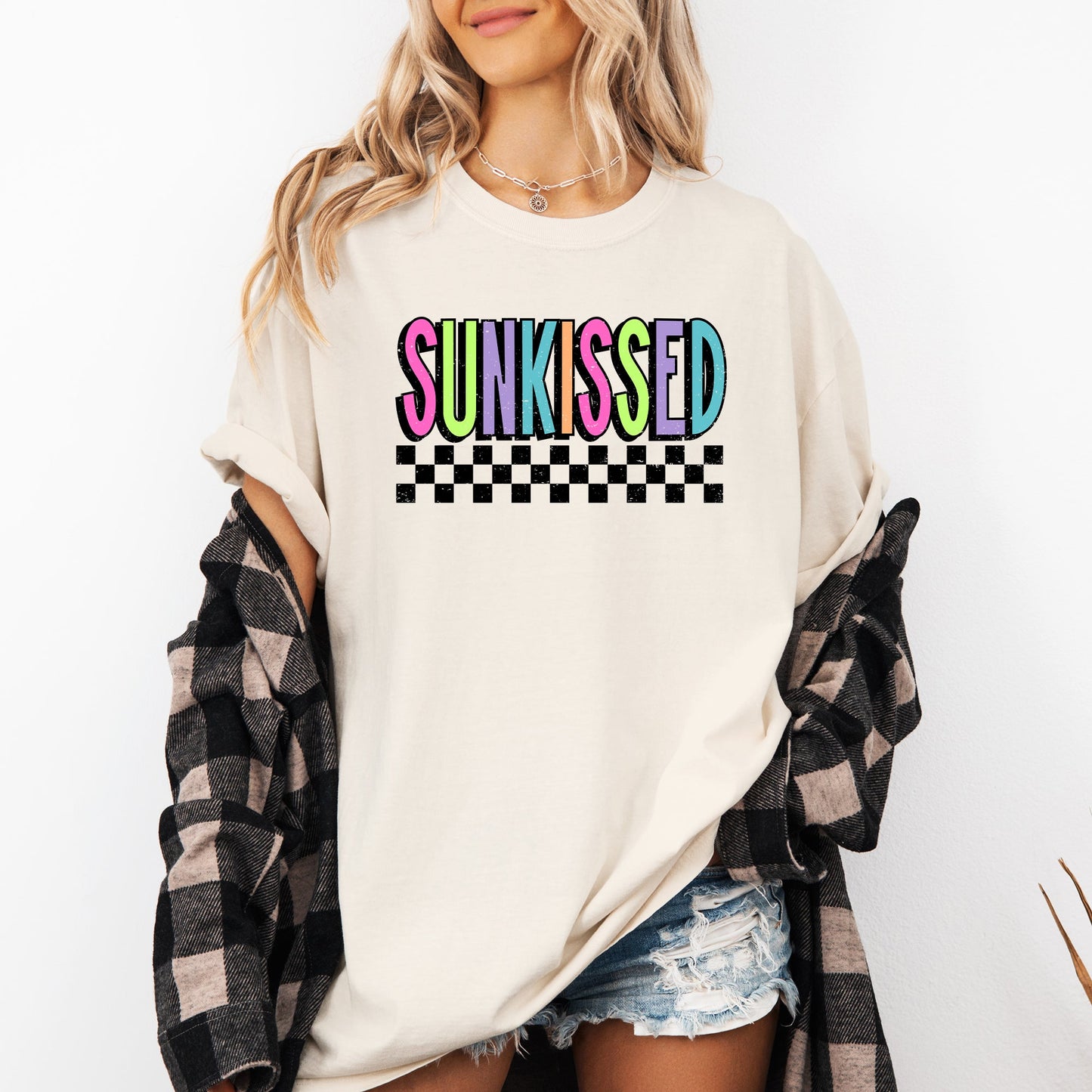Sunkissed, Retro Checkered, Beach, Summer, Comfort Colors T-Shirt