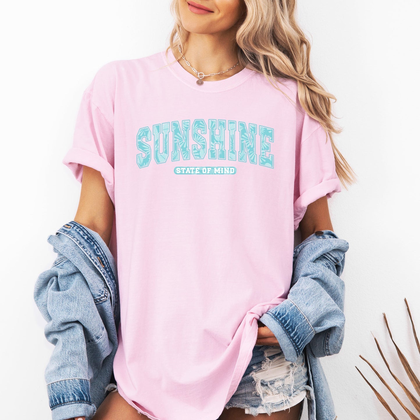 Sunshine State Of Mind, Varsity, Retro, Palm Trees, Summer, Comfort Colors T-Shirt