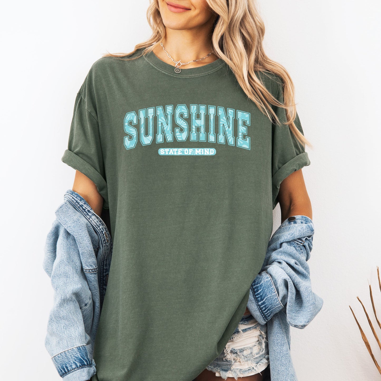 Sunshine State Of Mind, Varsity, Retro, Palm Trees, Summer, Comfort Colors T-Shirt