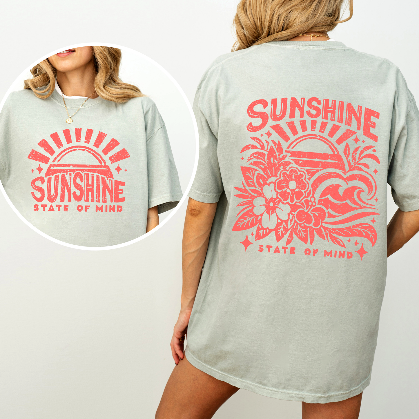 Sunshine State of Mind, Front and Back, Retro Beach, Summer, Comfort Colors T-Shirt
