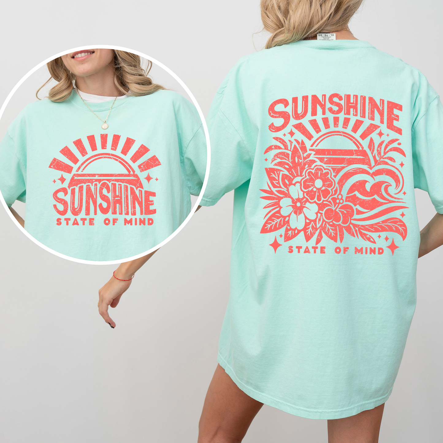 Sunshine State of Mind, Front and Back, Retro Beach, Summer, Comfort Colors T-Shirt