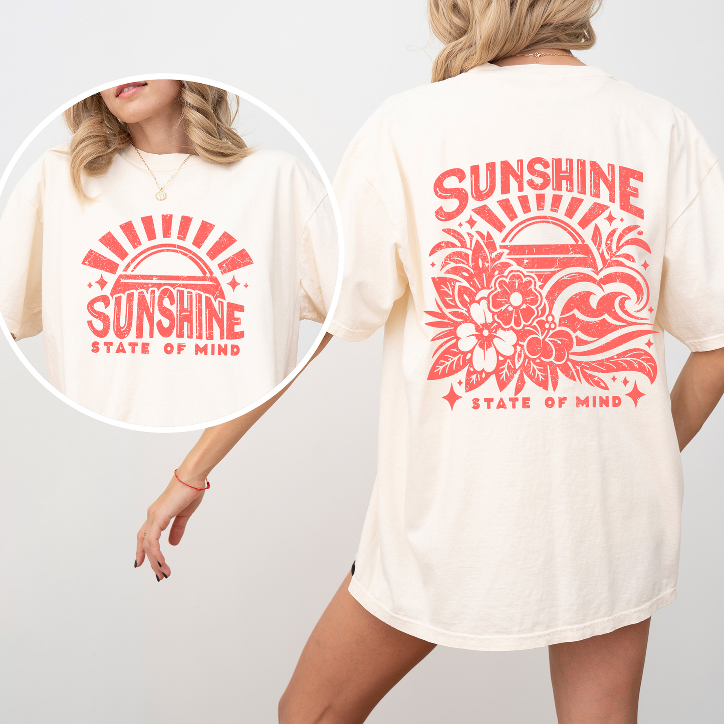 Sunshine State of Mind, Front and Back, Retro Beach, Summer, Comfort Colors T-Shirt