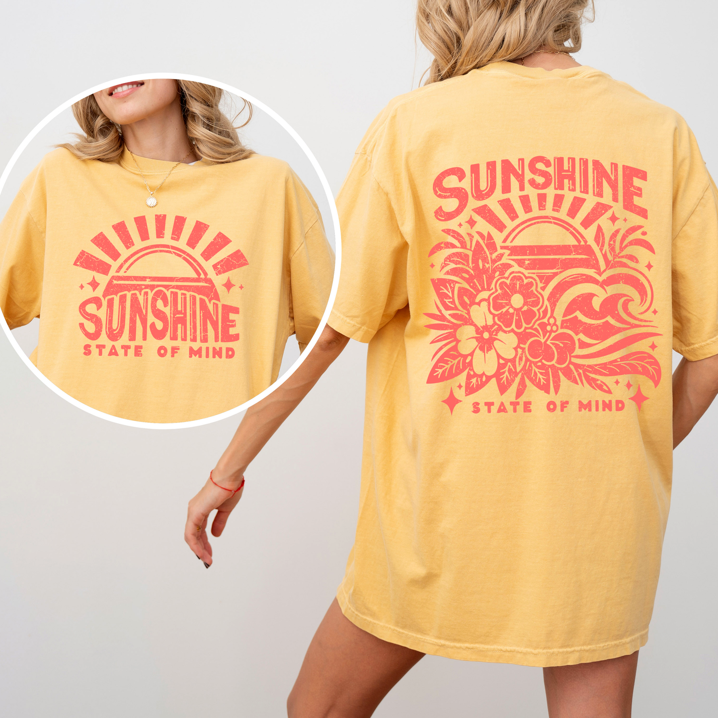 Sunshine State of Mind, Front and Back, Retro Beach, Summer, Comfort Colors T-Shirt