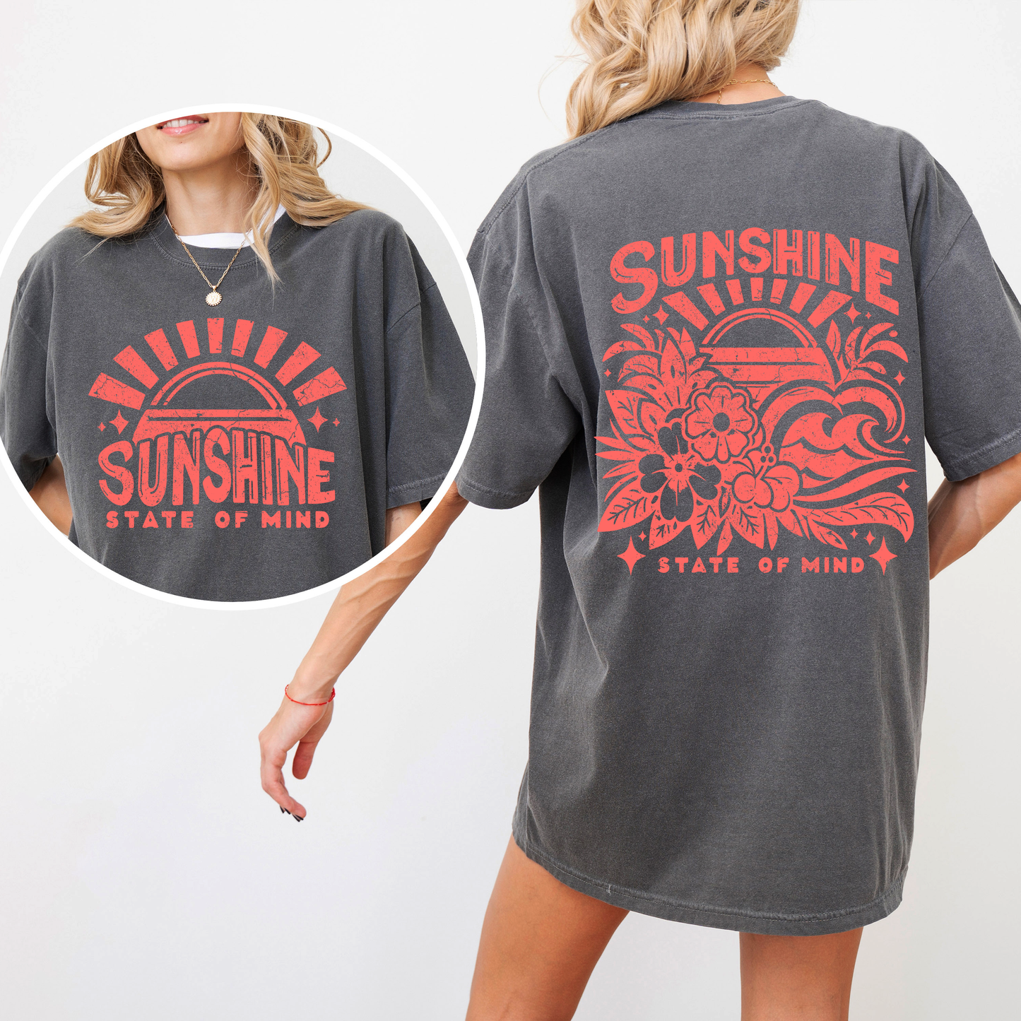 Sunshine State of Mind, Front and Back, Retro Beach, Summer, Comfort Colors T-Shirt