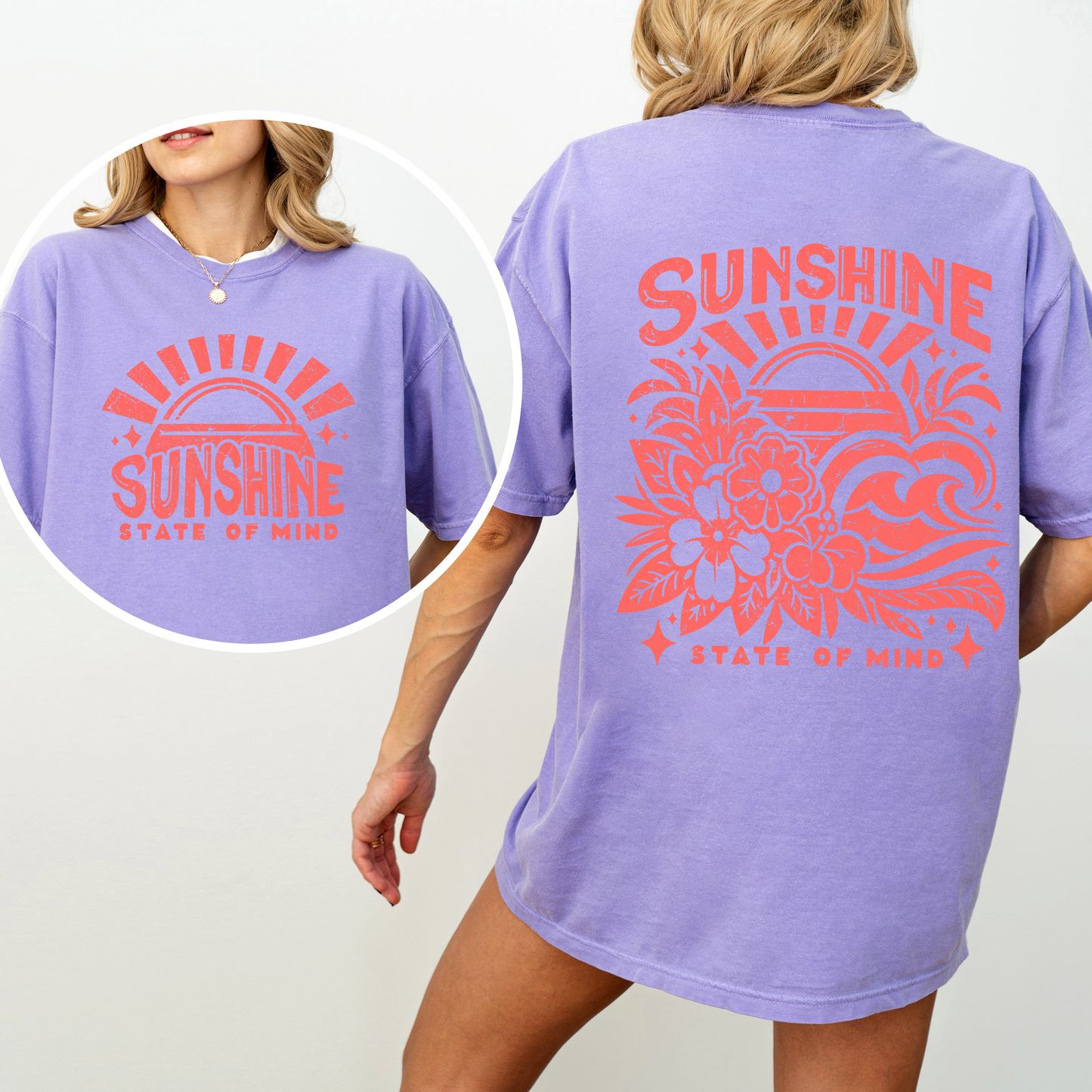 Sunshine State of Mind, Front and Back, Retro Beach, Summer, Comfort Colors T-Shirt