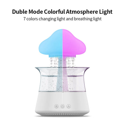 CH06 300ml Rain Humidifier Mushroom Cloud Colorful Night Lamp Aromatherapy Machine, Style: With Remote Controller(White)