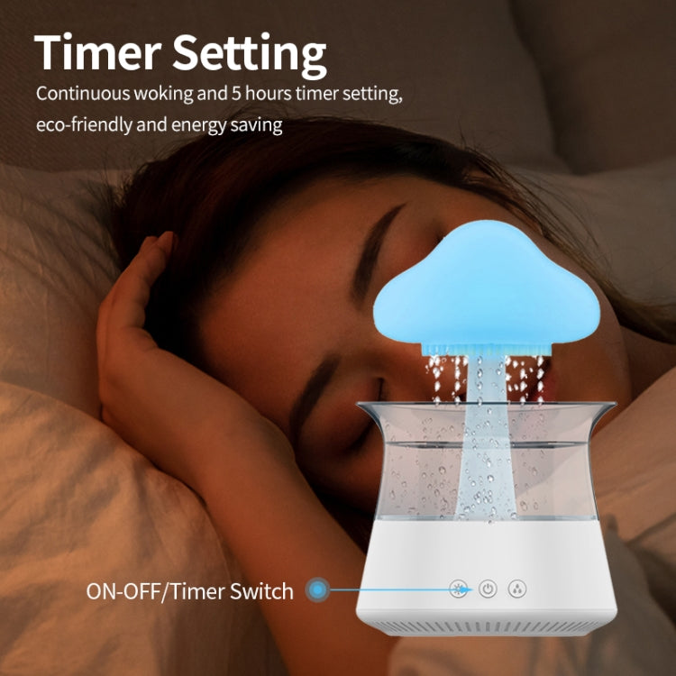 CH06 300ml Rain Humidifier Mushroom Cloud Colorful Night Lamp Aromatherapy Machine, Style: With Remote Controller(White)