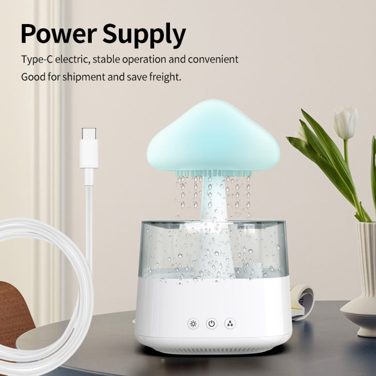 CH08 450ml Rain Humidifier Mushroom Cloud Colorful Night Lamp Aromatherapy Machine, Style: With Remote Controller(Light Wood Grain)