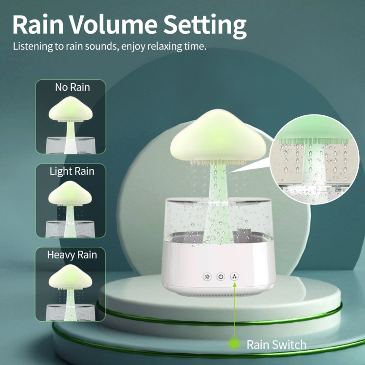 CH08 450ml Rain Humidifier Mushroom Cloud Colorful Night Lamp Aromatherapy Machine, Style: With Remote Controller(Light Wood Grain)
