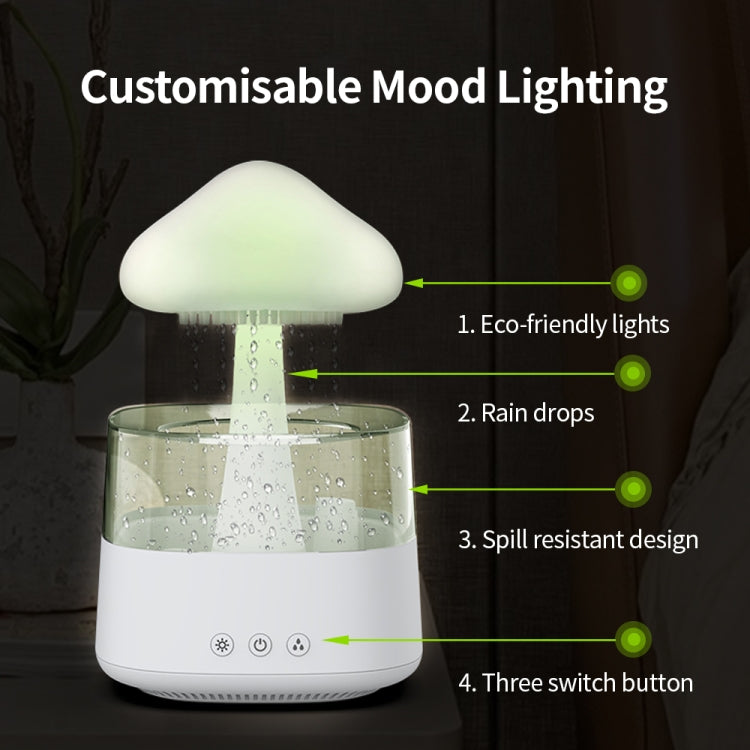 CH08 450ml Rain Humidifier Mushroom Cloud Colorful Night Lamp Aromatherapy Machine, Style: With Remote Controller(Light Wood Grain)