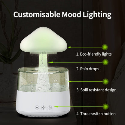 CH08 450ml Rain Humidifier Mushroom Cloud Colorful Night Lamp Aromatherapy Machine, Style: With Remote Controller(Light Wood Grain)