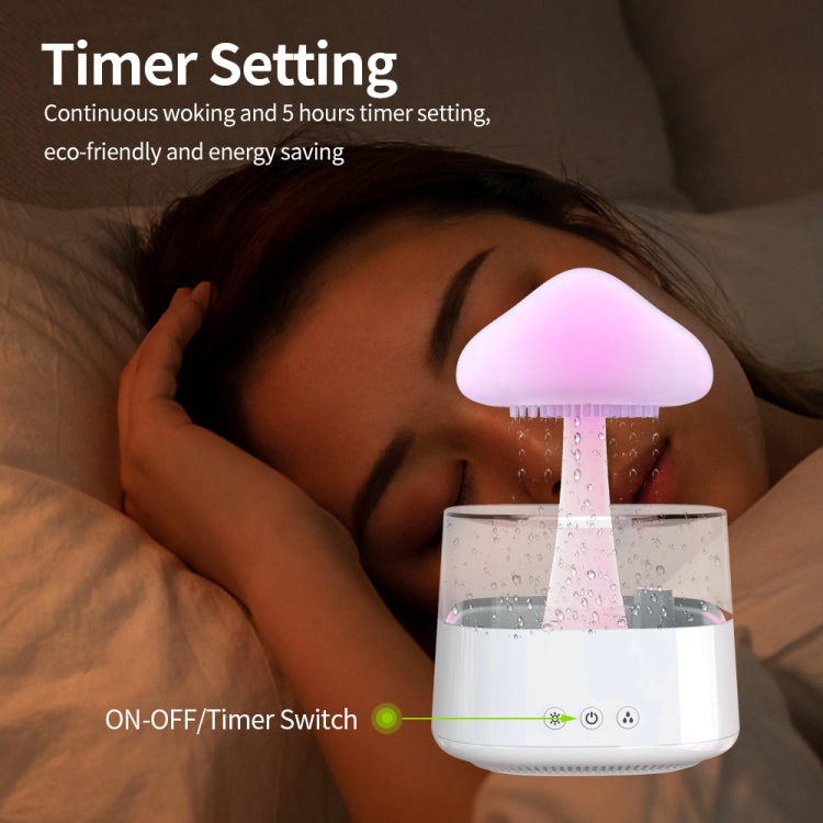 CH08 450ml Rain Humidifier Mushroom Cloud Colorful Night Lamp Aromatherapy Machine, Style: With Remote Controller(Light Wood Grain)