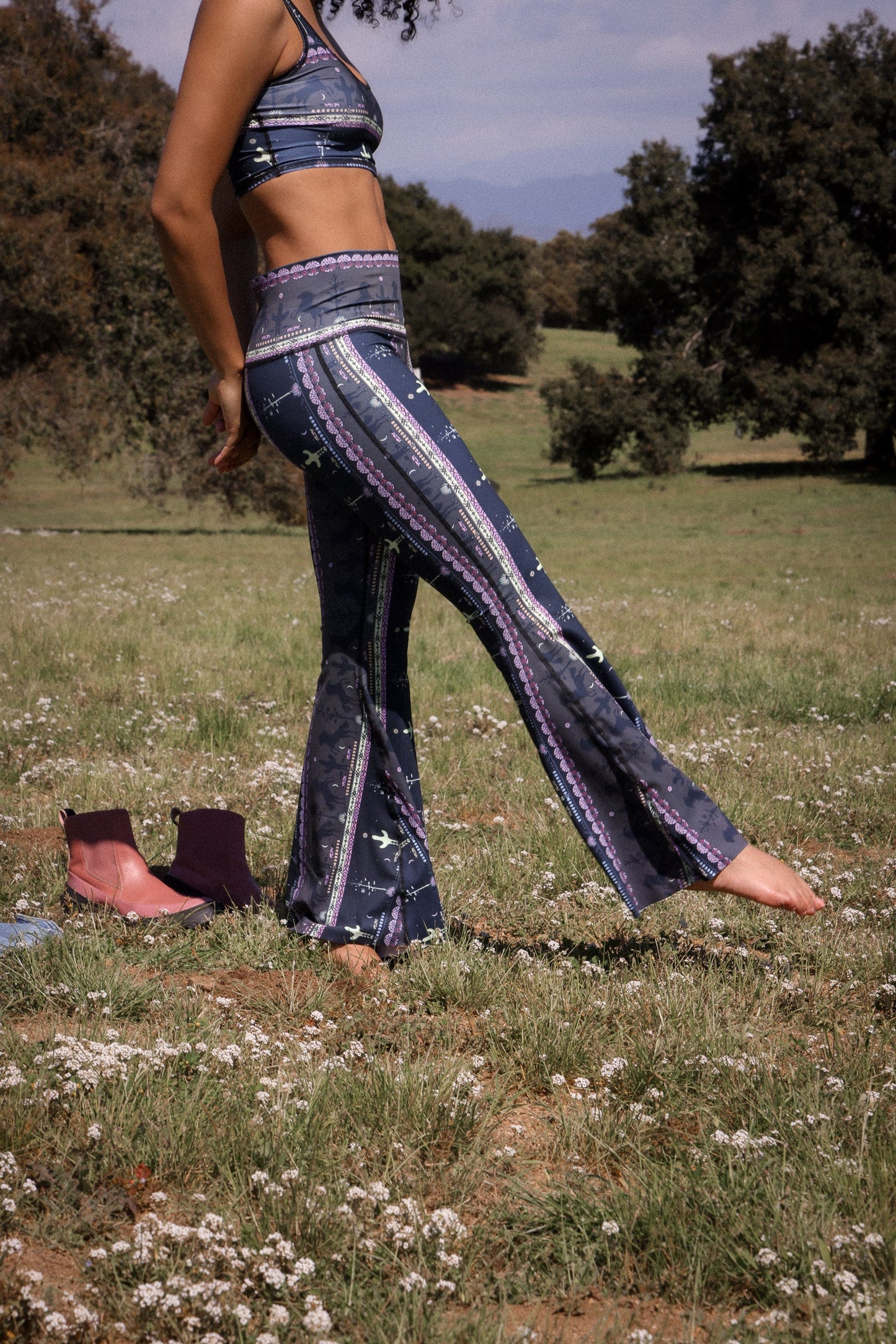 Wild and Free Crop Yoga Hippie Flare Bell Bottoms