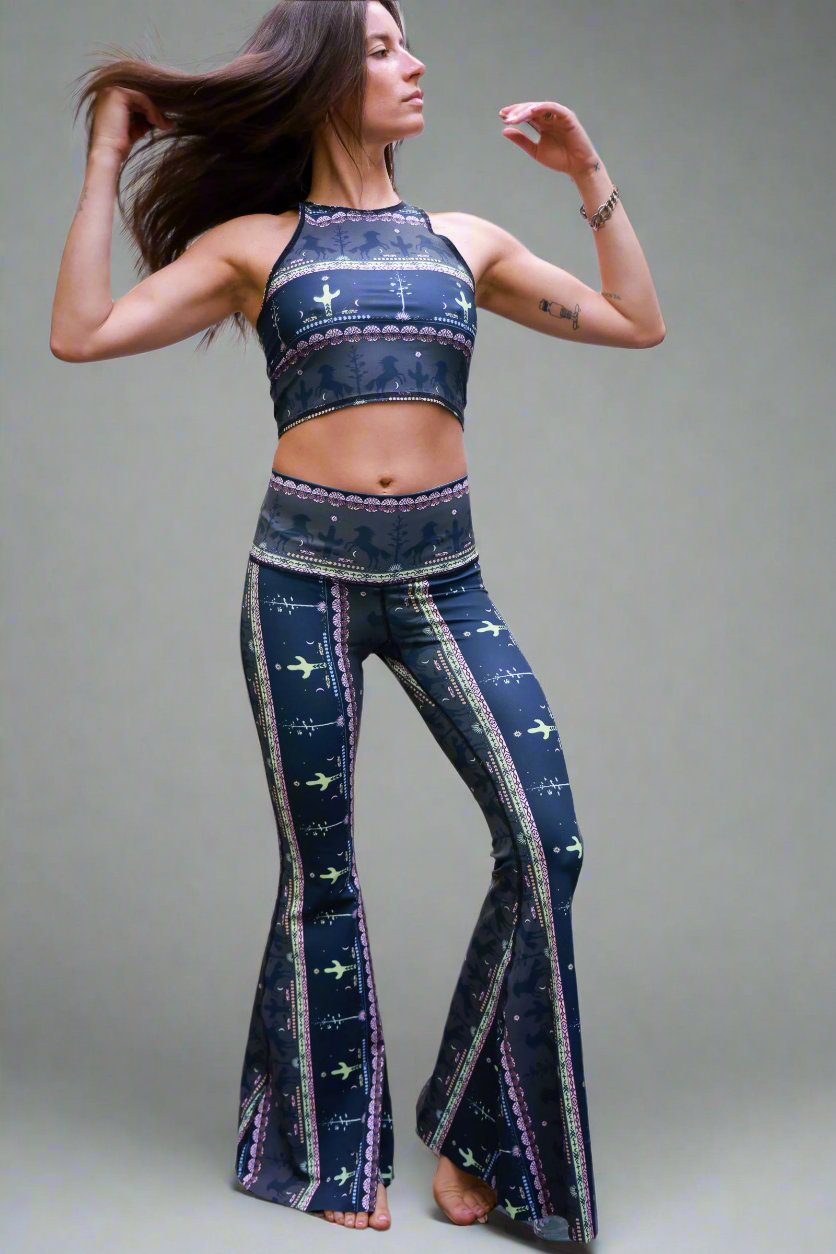 Wild and Free Crop Yoga Hippie Flare Bell Bottoms