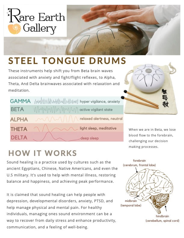 20cm Pentatonic Steel Singing Drum - Metal Silver
