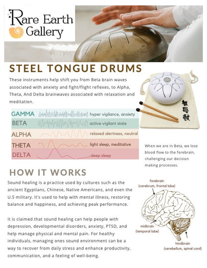 20cm Pentatonic Steel Singing Drum - Metal Silver