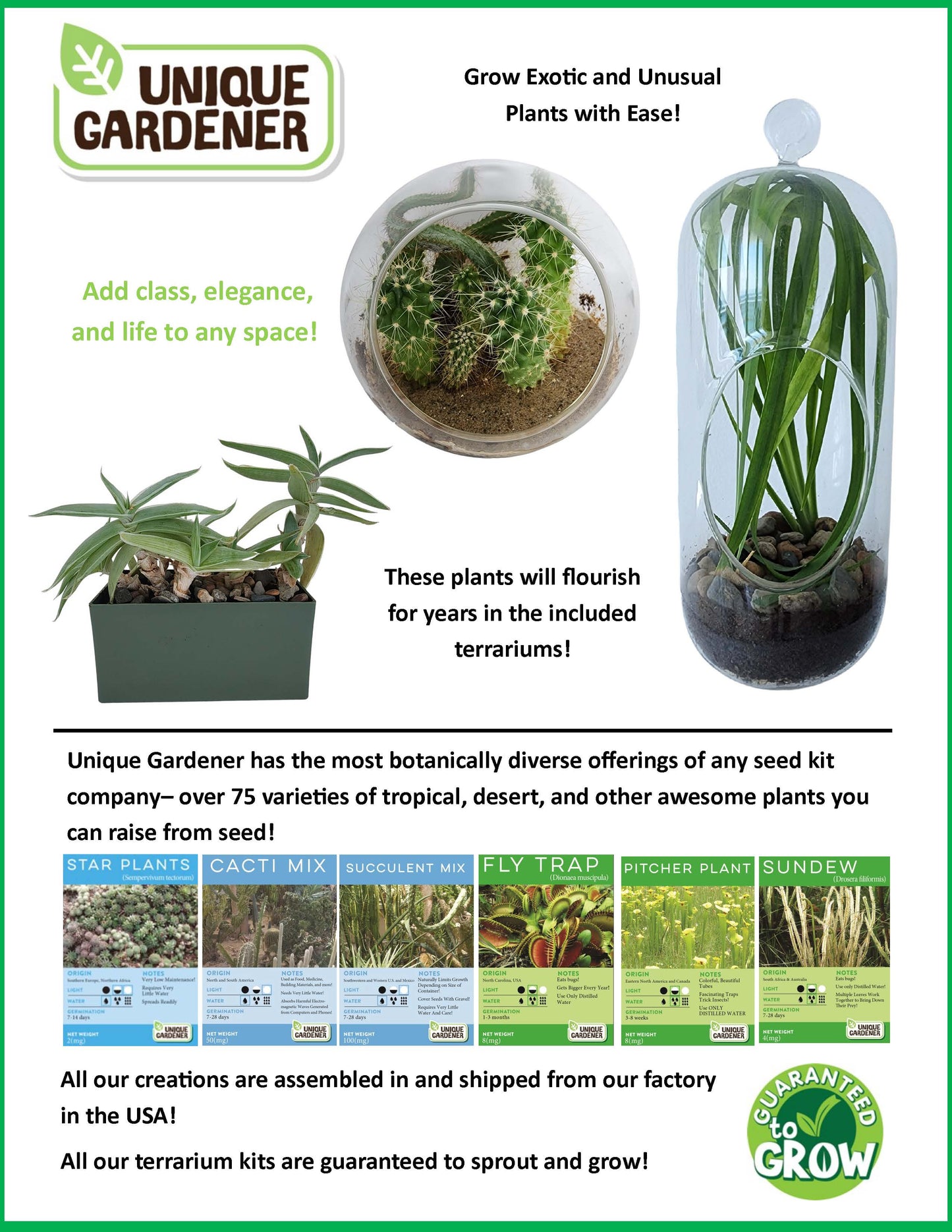 Carnivorous Growarium Meat-Eating Seed Terrarium Kit