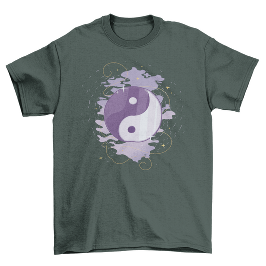 Yin yang mystic symbol t-shirt design