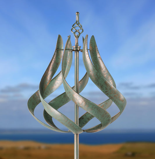 Roseland verdigris garden wind sculpture spinner
