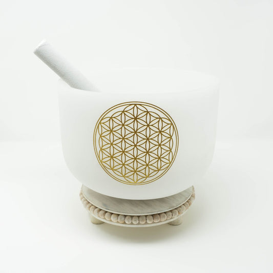 Quartz Crystal Singing Bowl "10" Flower of Life (Symbol of Harmony)