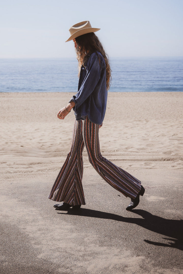 Ribbon Stripe Long Bell Bottom ♡