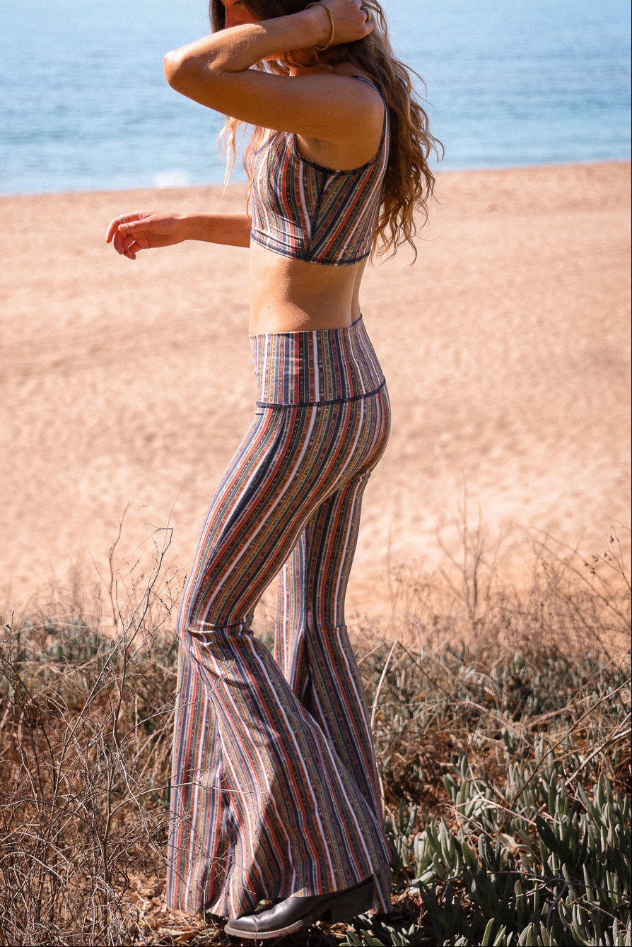 Ribbon Stripe Long Bell Bottom ♡