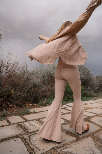Solid Tan Crop Bell Bottom ♡ Yoga Hippie Flare Bell Bottoms
