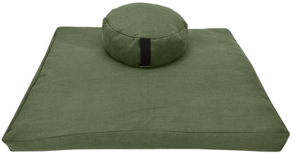 Hemp Meditation Cushion Set Zafu and Zabuton - Hemp fabric, Organic Buckwheat Hulls