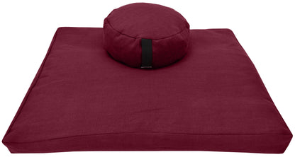 Hemp Meditation Cushion Set Zafu and Zabuton - Hemp fabric, Organic Buckwheat Hulls
