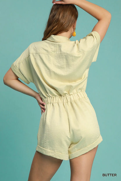Button Down Charmeuse Romper