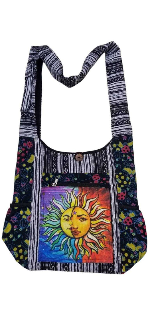 Cotton Sun Moon Mushroom Crossbody Bag