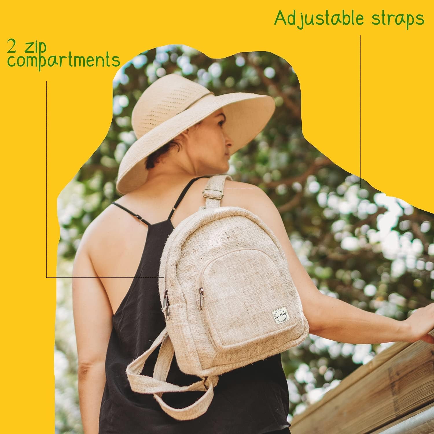 Mini Backpack - Handmade Backpack Purse Made from Organic Hemp - Colorful Hippy Bag with Two Compartments…